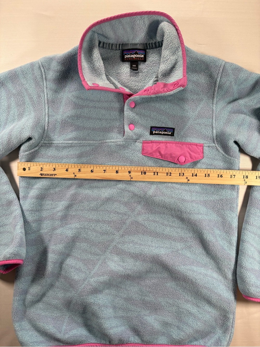 Patagonia Womens Synchilla Snap-T Fleece Pullover XXS Light Blue Patterned - Picture 6 of 8